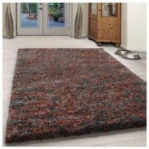 Allotapis - Tapis shaggy rectangle bicolore moderne Benno Terre cuite 280x370