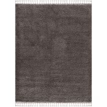 Toutapis - Tapis couloir shaggy gris anthracite uni à franges shaggy 100 doux et moelleux 80x300