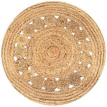 Tapis Tapis de salon Tapis d'entrée Jute design tressé 90 cm rond 20368