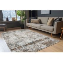 Deladeco - Tapis taupe abstrait design Plia Taupe 200x290