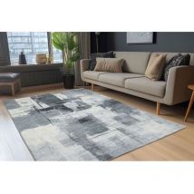 Tapis terre abstrait moderne rectangle Garo Gris 80x150