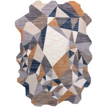 Rugsx - Tapis tine 75419A mosaïque - moderne, forme irrégulière gris / jaune multicolour 195x290 cm