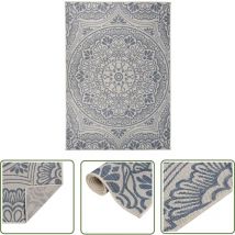 The Living Store Tapis à tissage plat d'extérieur 120x170 cm Motif bleu - Tapis Exterieur - Tapis De Terrasse - Tapis Balcon - Tapis Résistant Aux