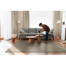 Vivabita - Tapis tissé main nylon recyclé uni moderne Linen Sauge 160x230