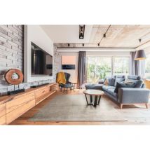 Vivabita - Tapis tissé main nylon recyclé uni moderne Linen Argenté 160x230