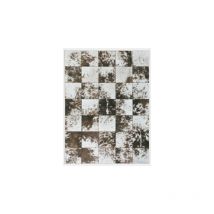 Décoweb - Tapis toucher soft - Imprimé peau de vache - Patchwork marron - 200 x 290 cm