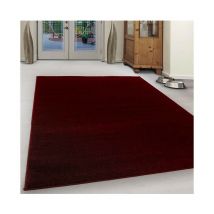 Allotapis - Tapis uni à courtes mèches pour salon Rush Rouge 120x170