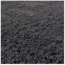 Flair Rugs - Tapis uni à longues mèches moderne doux Feather Soft Charbon 200x200