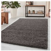 Allotapis - Tapis uni à longues mèches rectangle Swirls Taupe 200x290