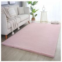 Allotapis - Tapis uni doux à courtes mèches Hector Rose 60x110