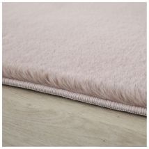 Allotapis - Tapis uni doux à courtes mèches rond Beads Beige ø 120