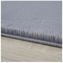 Allotapis - Tapis uni doux à courtes mèches rond Beads Gris ø 120