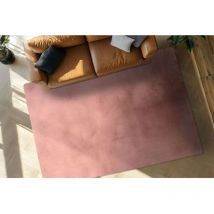 Deladeco - Tapis uni doux moderne longues mèches Luma Rose 160x230