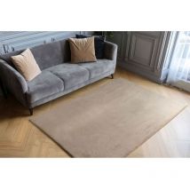 Deladeco - Tapis uni doux moderne longues mèches Luma Crème 160x230