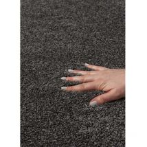 Toutapis - Tapis uni poils courts montana - Gris anthracite, rond, 200x200 cm