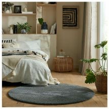 Flair Rugs - Tapis uni lavable en machine polyester recyclé moderne Fluffy Gris Ø180