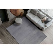 Deladeco - Tapis uni longues mèches doux Hiva Gris 200x290
