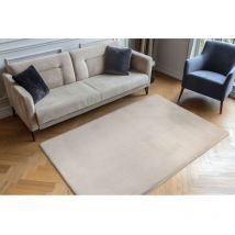 Deladeco - Tapis uni longues mèches doux Hiva Taupe 160x230