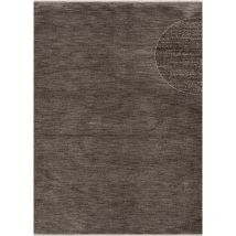 Toutapis - Tapis chambre salon uni chiné marron impulse à franges et poils courts 120x170