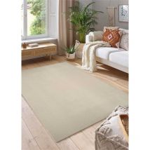 Toutapis - Tapis salon chambre uni beige satiné marseille poils courts facile d'entretien 200x290