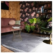 Deladeco - Tapis uni shaggy doux moderne Serena Argenté 60x100