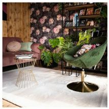 Deladeco - Tapis uni shaggy doux moderne Serena Ivoire 40x60