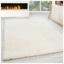 Allotapis - Tapis uni shaggy rectangle Aimee Crème 200x290