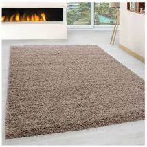 Allotapis - Tapis uni shaggy rectangle Aimee Beige 80x150