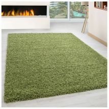 Allotapis - Tapis uni shaggy rectangle Aimee Vert 60x110