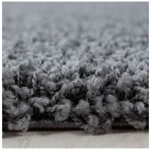 Allotapis - Tapis uni shaggy rond Bright Gris ø 80