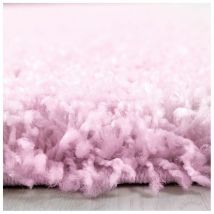 Allotapis - Tapis uni shaggy rond Bright Rose ø 80