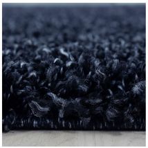 Allotapis - Tapis uni shaggy rond Bright Bleu marine ø 120