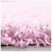 Allotapis - Tapis uni shaggy rond Bright Rose ø 200