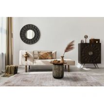 Deladeco - Tapis vintage avec franges rayé intérieur Ushak Crème foncé 240x340