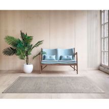 Vivabita - Tapis vintage avec franges rayé rectangle Heriz Blanc cassé 280x380