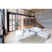 Vivabita - Tapis vintage laine et viscose rayé Smooth Argenté 200x290