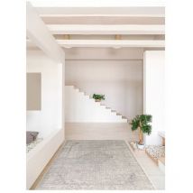 Vivabita - Tapis vintage laine et viscose rayé Smooth Gris 160x230