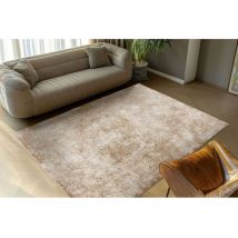 Deladeco - Tapis vintage pêche rayé intérieur Xara Marron 160x230
