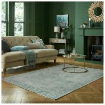 Tapis vintage plat rayé rectangle Antique Traditional Vert 155x230