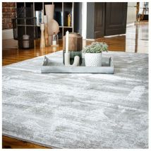 Tapis vintage poils ras rayé Kirman Gris 80x150