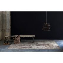 Vivabita - Tapis vintage rayé gris en coton plat Samani Gris 160x230