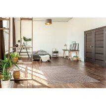 Vivabita - Tapis vintage rayé avec franges intérieur Dedalo Gris 240x340