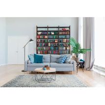 Vivabita - Tapis viscose courtes mèches vintage rayé Chiraz Bleu 160x230