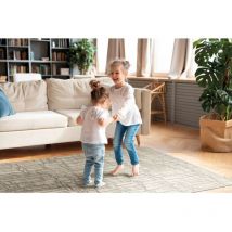 Vivabita - Tapis viscose et laine moderne rayé Lyz Beige 200x290
