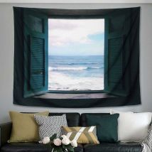 Tapisserie murale océan - Paysage 3D - Impression colorée - Pour chambre d'enfant, chambre à coucher, salon - Psychédélique - En polyester - 200 x