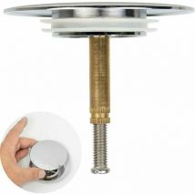 Tapón de bañera, Ø 70 mm, con doble junta, regulable en altura, tapón de bañera universal, grifo de lavabo, latón templado con acabado cromado,