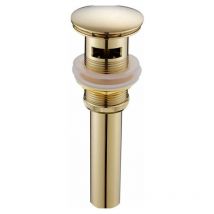 Tapón de desagüe de lavabo retro emergente moderno Desagüe de clic-clac con rebosadero Válvula de drenaje de fregadero universal de latón dorado
