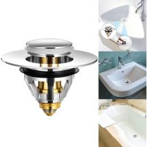 ZVD - Tapón de desagüe emergente - Filtro antibloqueo - Para orificio de 34-38 mm - Acero inoxidable y cobre puro