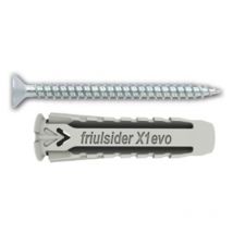 Friulsider - 100 pcs - 'X1 evo' Tapón Nylon con Tornillo Aglomerado tps mm 5x25 y Tornillo 4x30