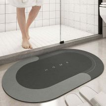 Tapis De Bain Ovale Gris Foncé, 45x150cm Tapis De Sol Super Absorbant, Tapis De Salle De Bain À Séchage Rapide, Grand Tapis De Salon Super Absorbant, 